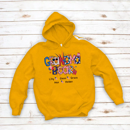 Patriotic Doodle 4th Of July Grandma Bear And Grandkid CTH01 Hoodie