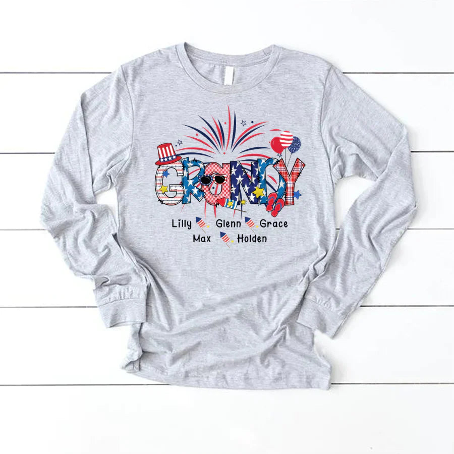 Patriotic Doodle 4th Of July Grandy And Grandkid CTH01 Longsleeve