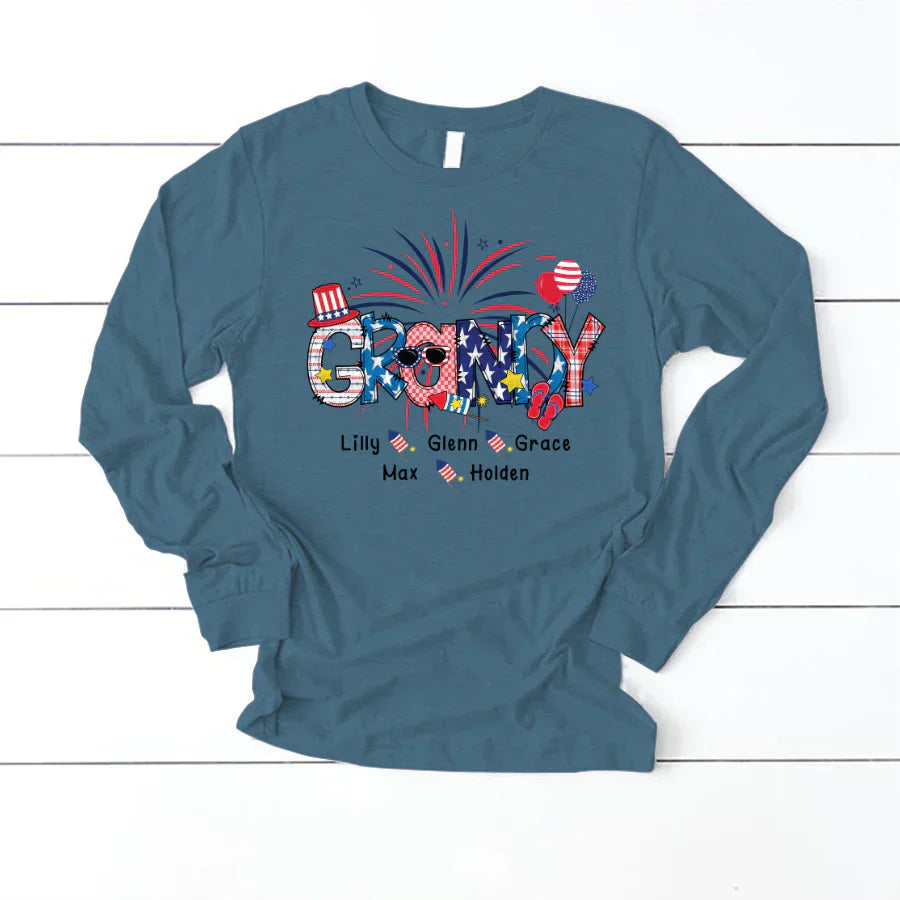 Patriotic Doodle 4th Of July Grandy And Grandkid CTH01 Longsleeve