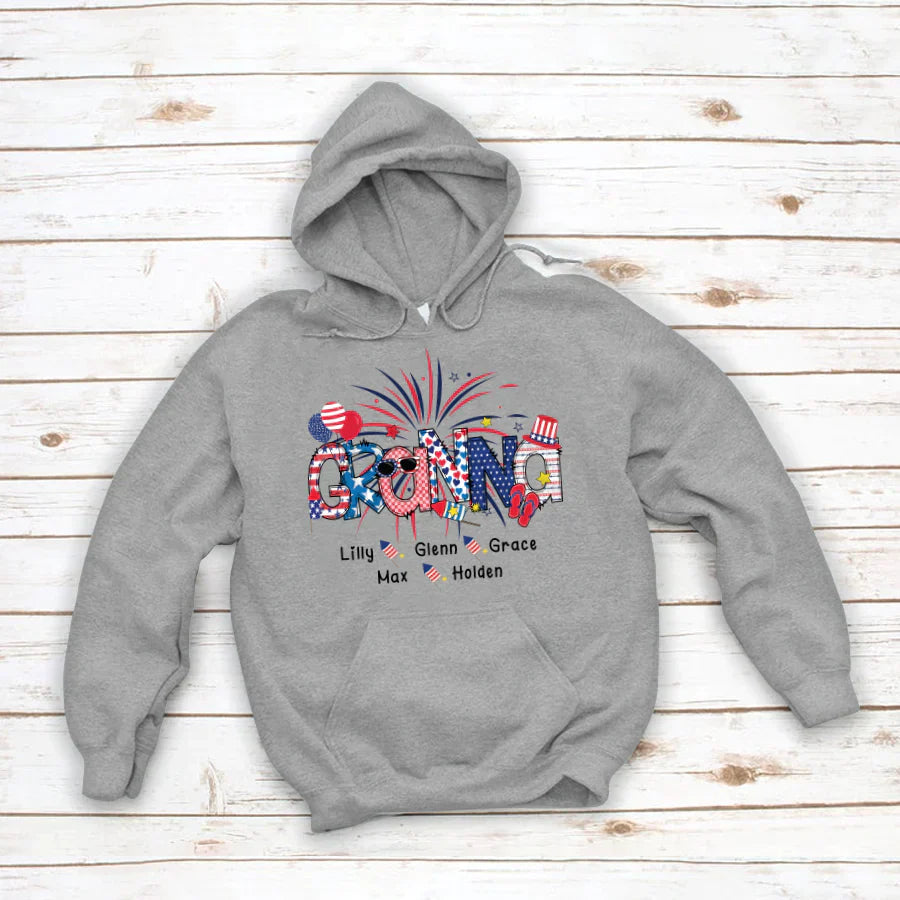 Patriotic Doodle 4th Of July Granna And Grandkid CTH01 Hoodie