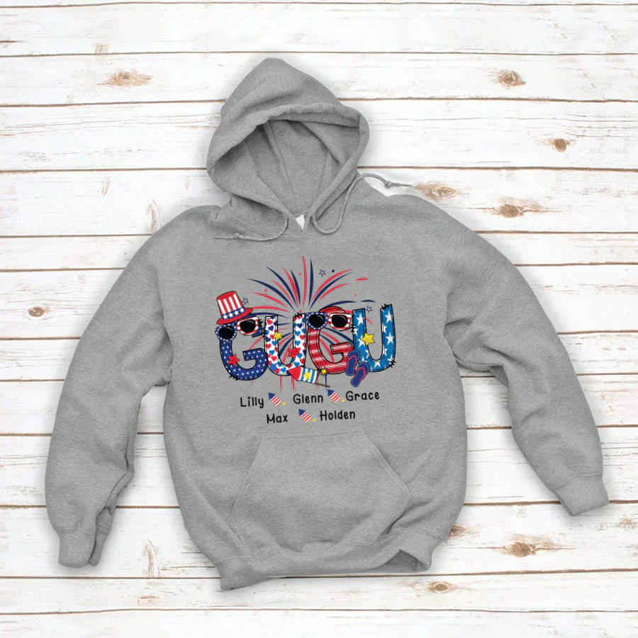 Patriotic Doodle 4th Of July Gugu And Grandkid CTH01 Hoodie
