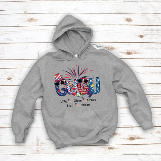Patriotic Doodle 4th Of July Gugu And Grandkid CTH01 Hoodie