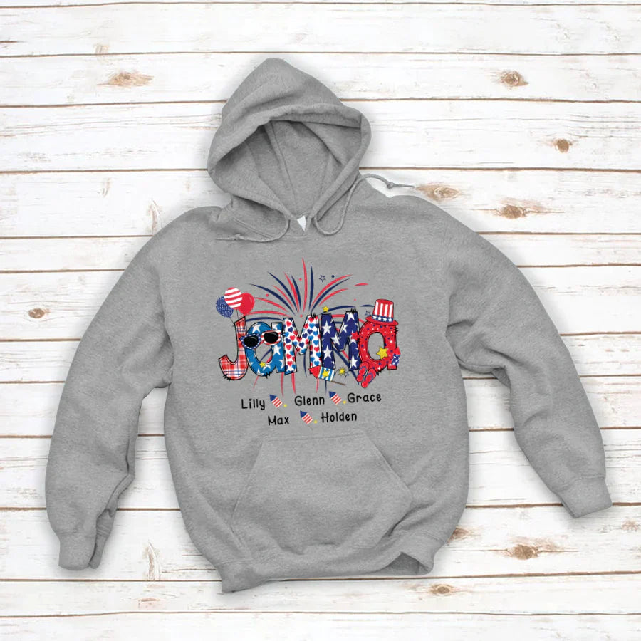Patriotic Doodle 4th Of July Jamma And Grandkid CTH01 Hoodie