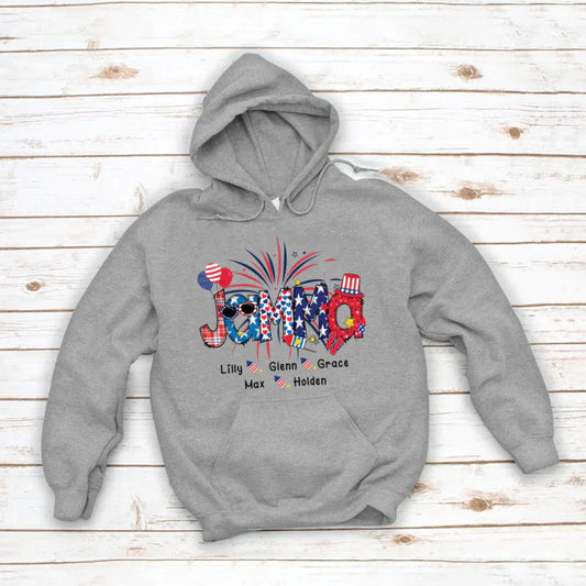 Patriotic Doodle 4th Of July Jamma And Grandkid CTH01 Hoodie