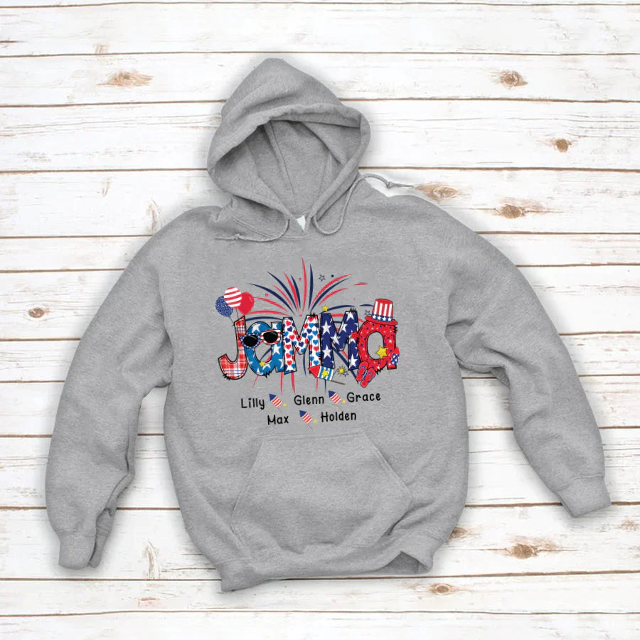Patriotic Doodle 4th Of July Jamma And Grandkid CTH01 Hoodie