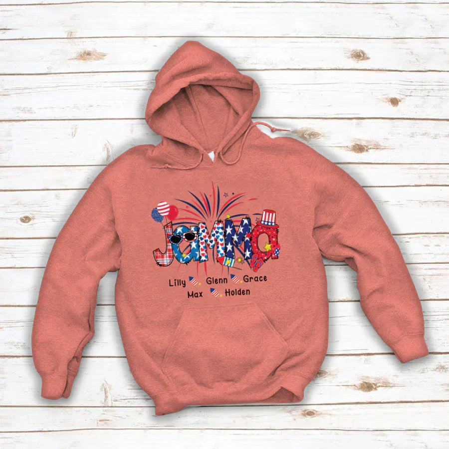 Patriotic Doodle 4th Of July Jamma And Grandkid CTH01 Hoodie