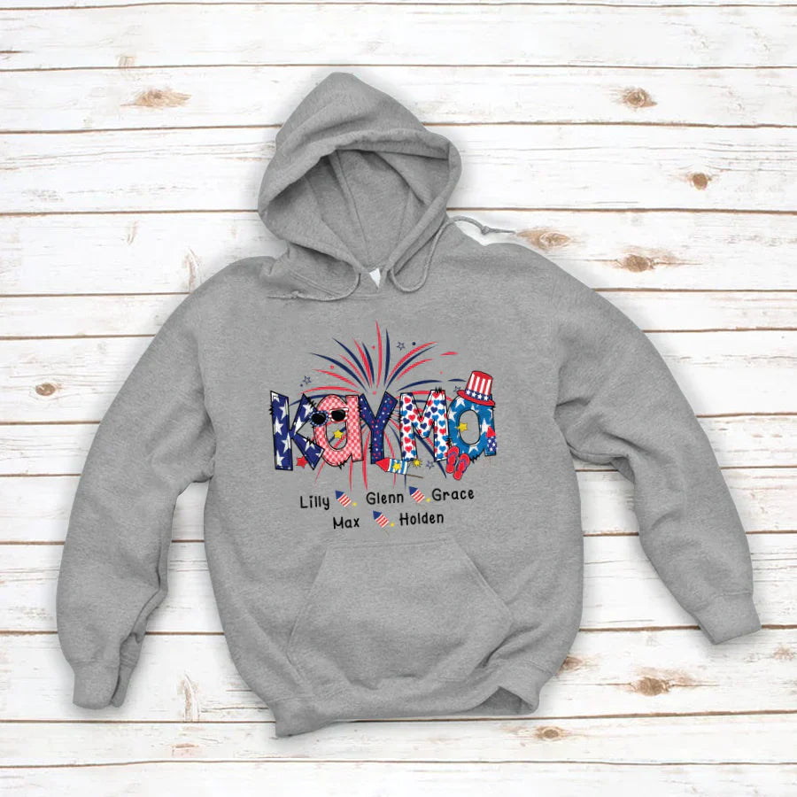 Patriotic Doodle 4th Of July Kayma And Grandkid CTH01 Hoodie