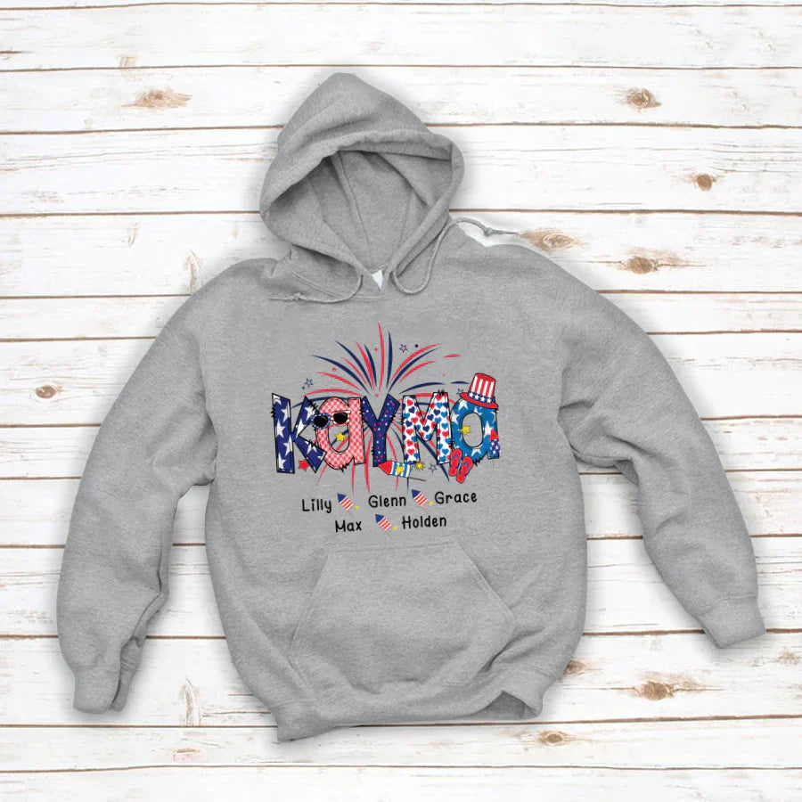 Patriotic Doodle 4th Of July Kayma And Grandkid CTH01 Hoodie