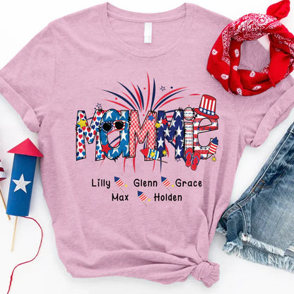 Patriotic Doodle 4th Of July Mamie And Grandkid CTH01 T-Shirt
