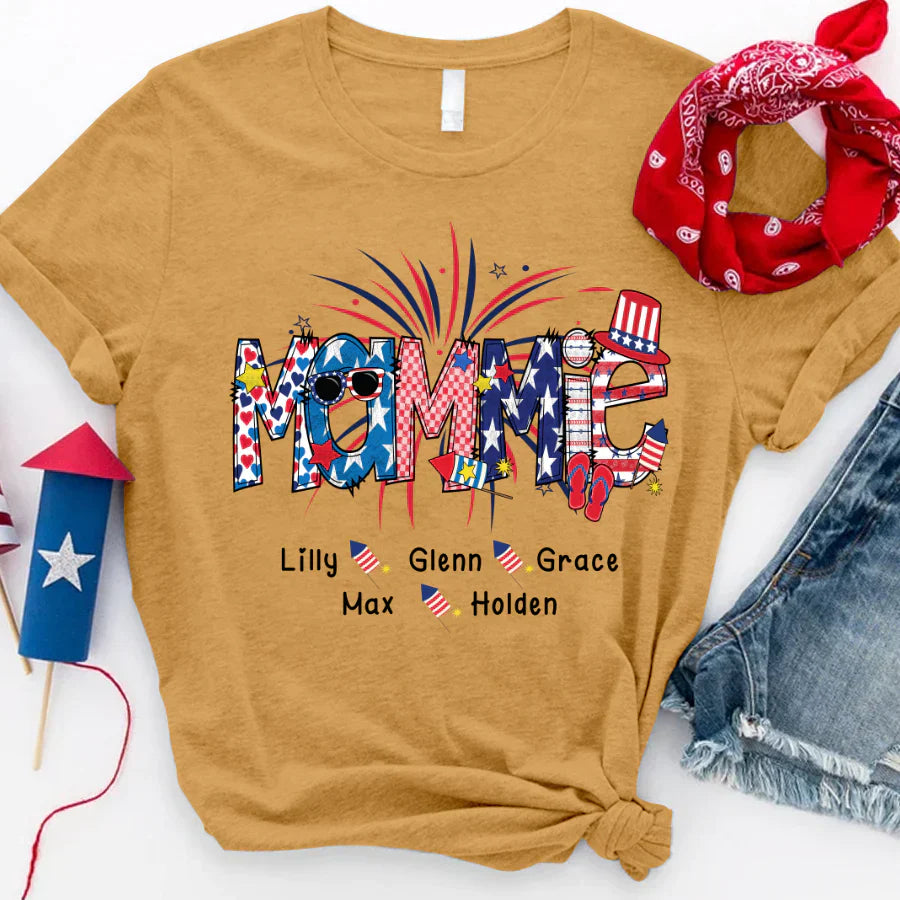 Patriotic Doodle 4th Of July Mamie And Grandkid CTH01 T-Shirt