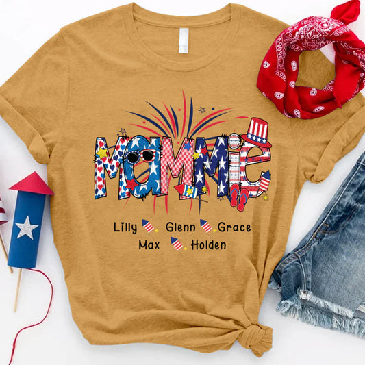 Patriotic Doodle 4th Of July Mamie And Grandkid CTH01 T-Shirt