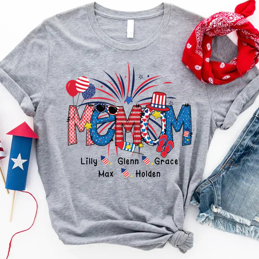 Patriotic Doodle 4th Of July Memom And Grandkid CTH01 T-Shirt