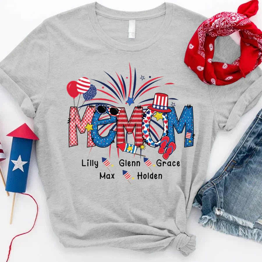 Patriotic Doodle 4th Of July Memom And Grandkid CTH01 T-Shirt