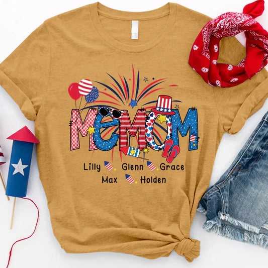 Patriotic Doodle 4th Of July Memom And Grandkid CTH01 T-Shirt