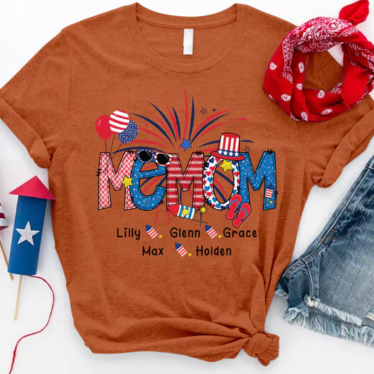 Patriotic Doodle 4th Of July Memom And Grandkid CTH01 T-Shirt