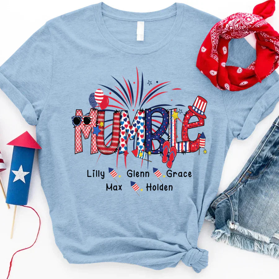 Patriotic Doodle 4th Of July Mumble And Grandkid CTH01 T-Shirt