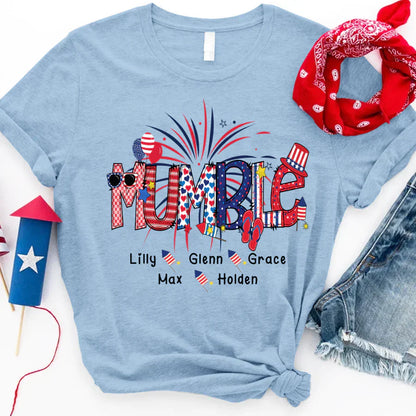 Patriotic Doodle 4th Of July Mumble And Grandkid CTH01 T-Shirt