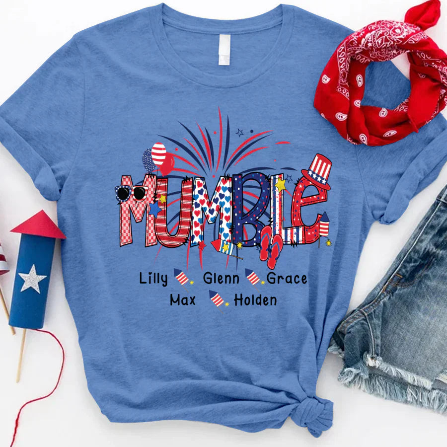 Patriotic Doodle 4th Of July Mumble And Grandkid CTH01 T-Shirt