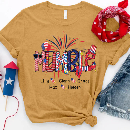 Patriotic Doodle 4th Of July Mumble And Grandkid CTH01 T-Shirt