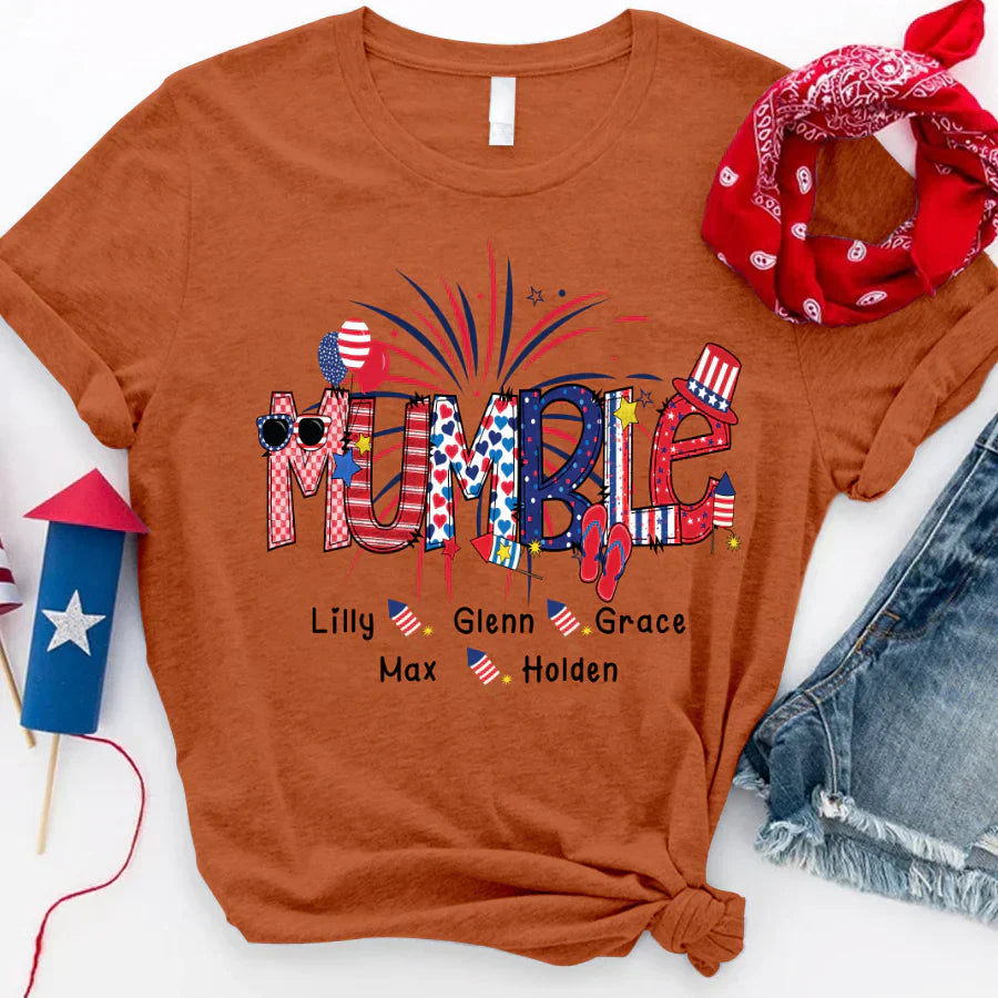 Patriotic Doodle 4th Of July Mumble And Grandkid CTH01 T-Shirt