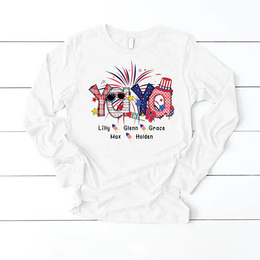Patriotic Doodle 4th Of July Yaya And Grandkid CTH01 Longsleeve