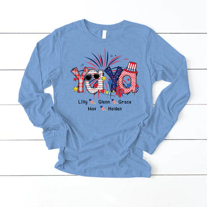 Patriotic Doodle 4th Of July Yaya And Grandkid CTH01 Longsleeve