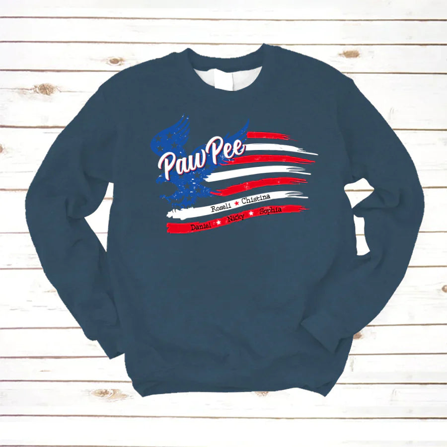 PawPee With Grandkids Names 4th Of July CTL94 Sweatshirt