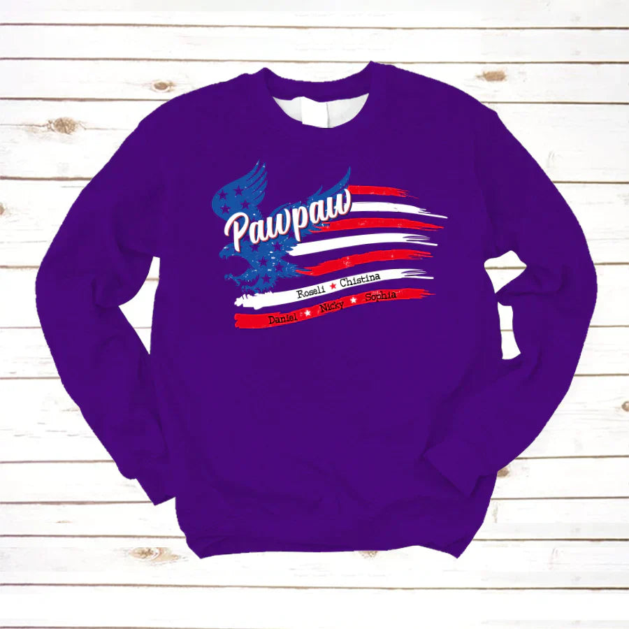 Pawpaw With Grandkids Names 4th Of July CTL94 Sweatshirt