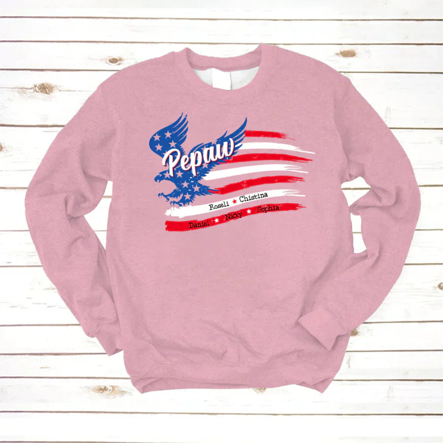 Pepaw With Grandkids Names 4th Of July CTL94 Sweatshirt