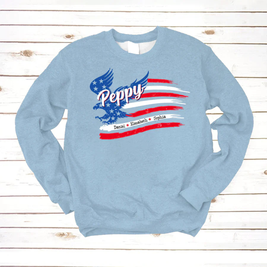 Peppy With Grandkids Names 4th Of July CTL94 Sweatshirt