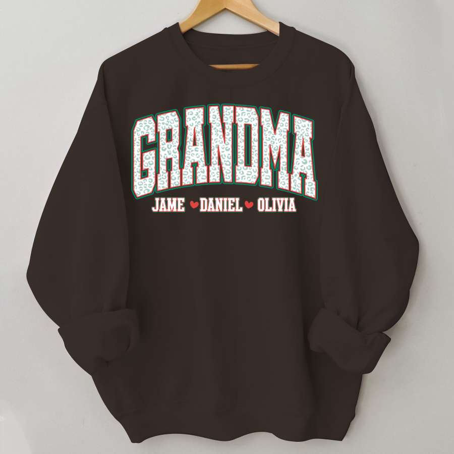 Personalized Grandma and Grandkids Leopard Christmas Gift Shirt