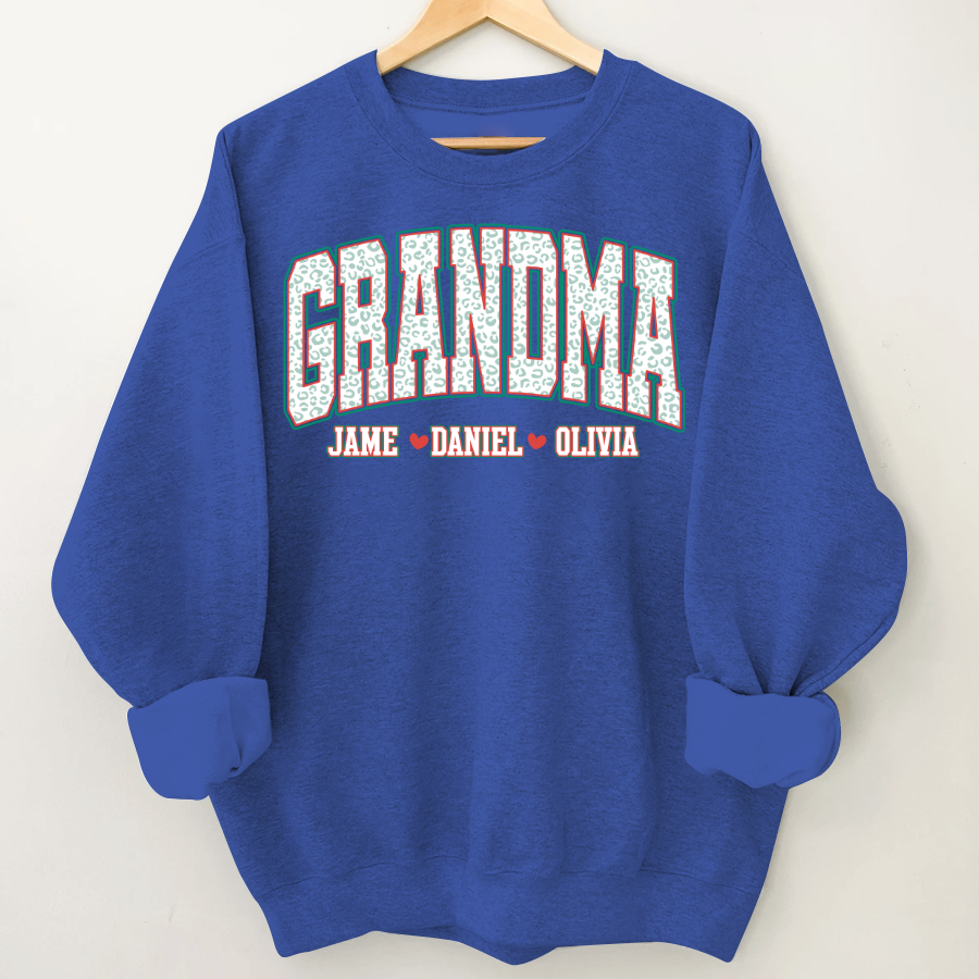 Personalized Grandma and Grandkids Leopard Christmas Gift Shirt