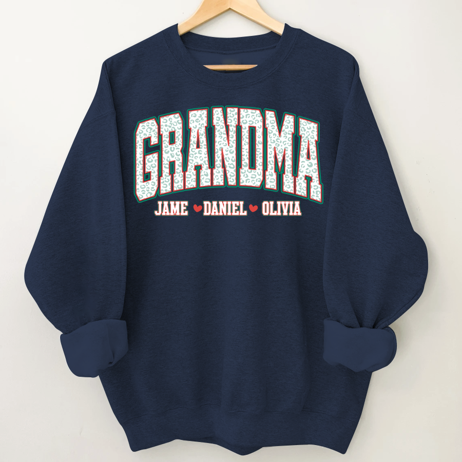 Personalized Grandma and Grandkids Leopard Christmas Gift Shirt