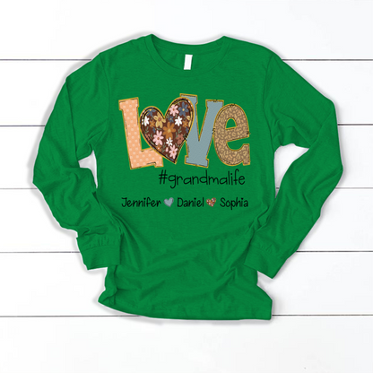 Personalized Love Grandma, Fall Color Grankids Custom Name