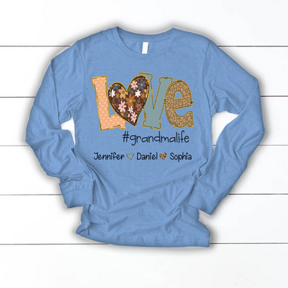 Personalized Love Grandma, Fall Color Grankids Custom Name