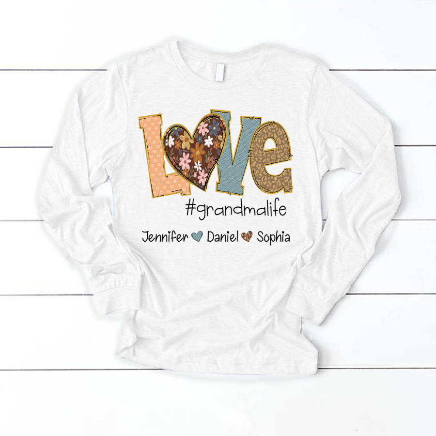 Personalized Love Grandma, Fall Color Grankids Custom Name