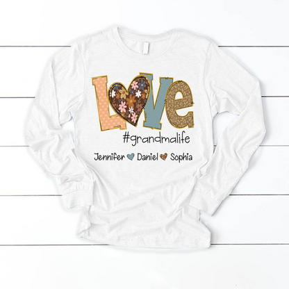 Personalized Love Grandma, Fall Color Grankids Custom Name