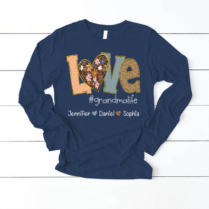 Personalized Love Grandma, Fall Color Grankids Custom Name