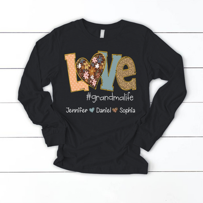 Personalized Love Grandma, Fall Color Grankids Custom Name