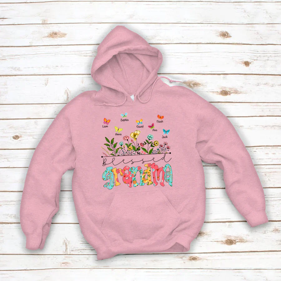 Personalized Blessed Grandma Wildflowers And Butterflies Shirts For Grandma Hoodie