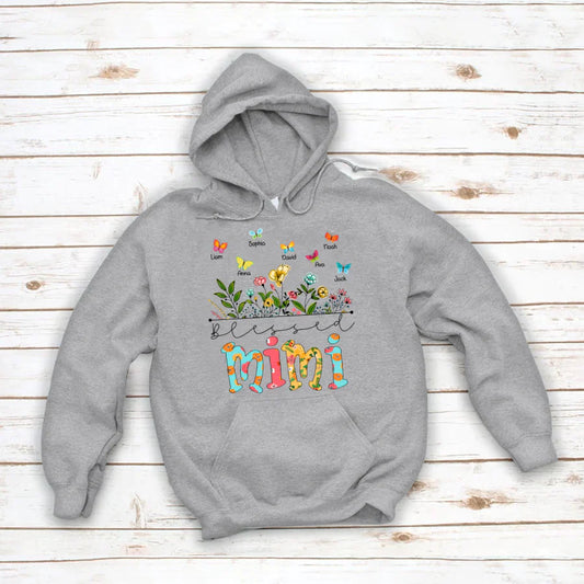 Personalized Blessed Mimi Wildflowers And Butterflies Shirts For Grandma Hoodie