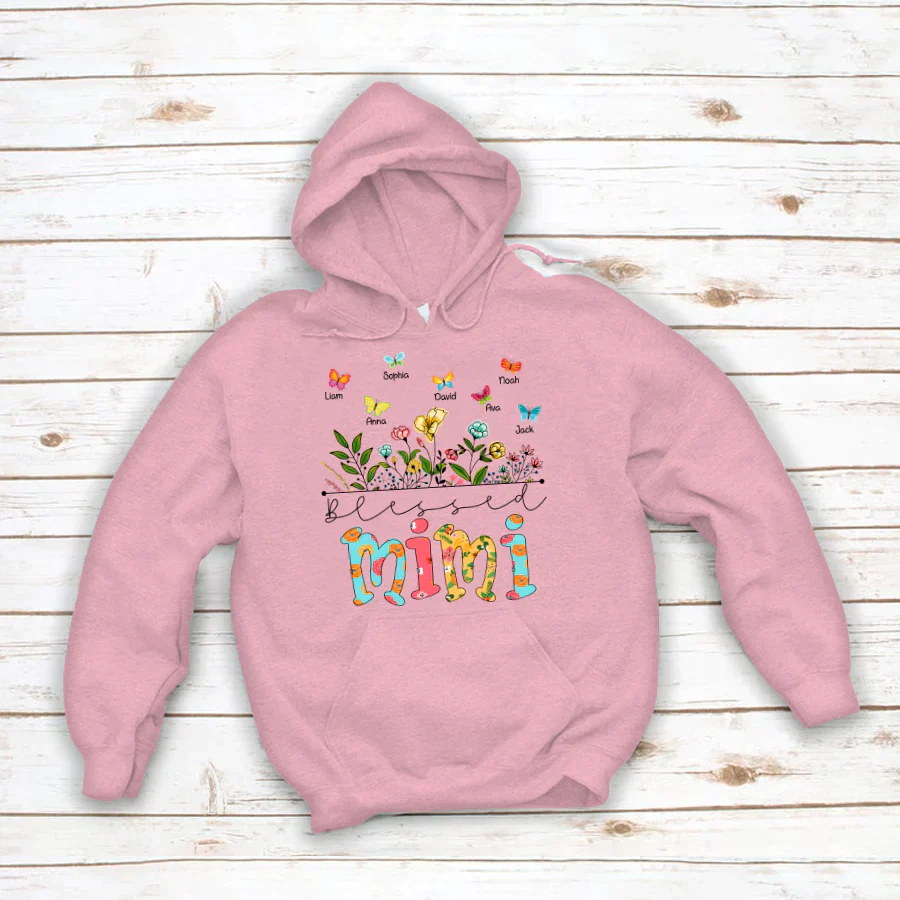 Personalized Blessed Mimi Wildflowers And Butterflies Shirts For Grandma Hoodie