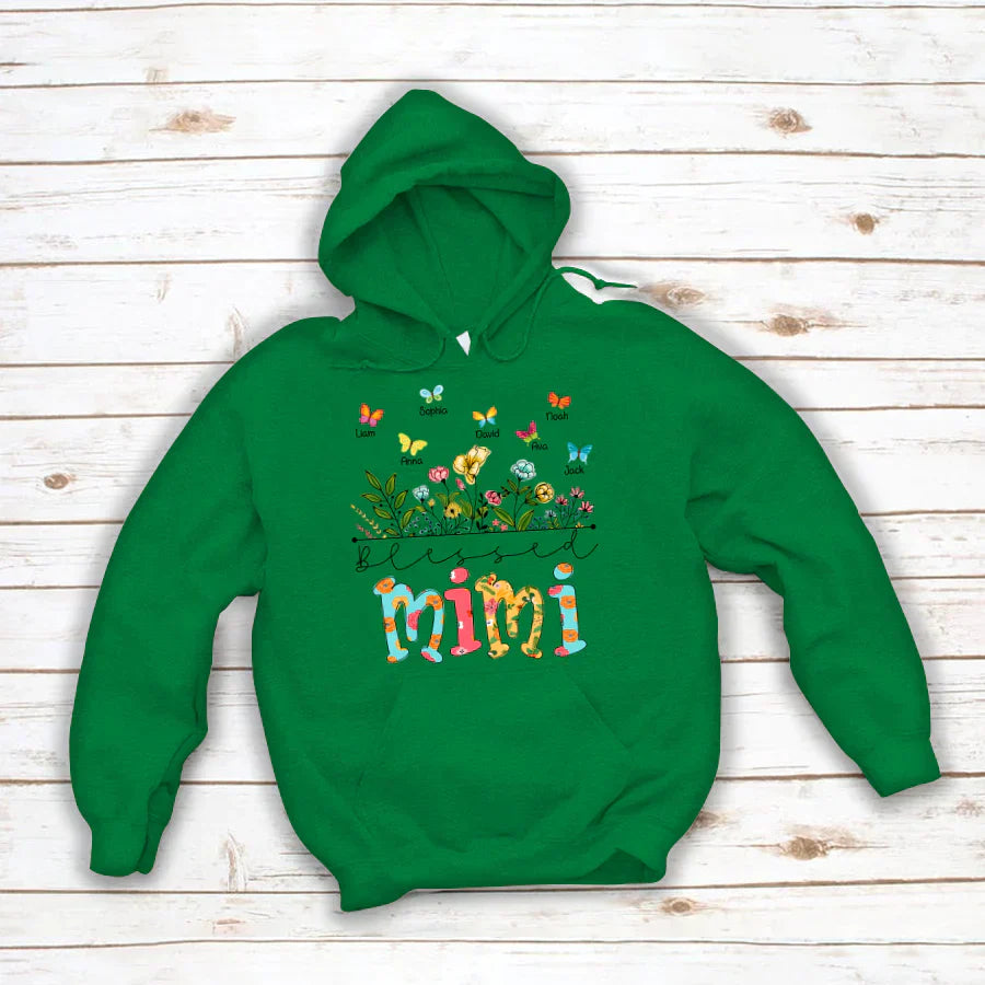 Personalized Blessed Mimi Wildflowers And Butterflies Shirts For Grandma Hoodie