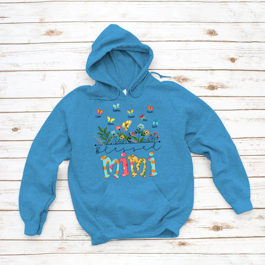 Personalized Blessed Mimi Wildflowers And Butterflies Shirts For Grandma Hoodie