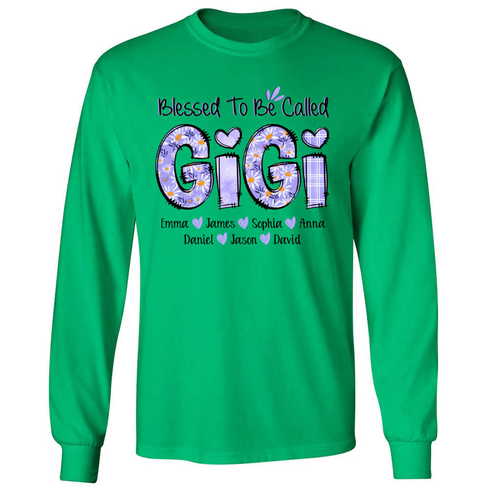 Personalized Blessed To Be Called Gigi Purple With Kids TH Longsleeve
