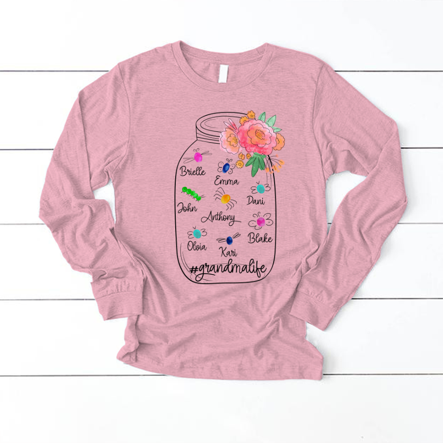 Personalized Bug Grandmlife Custom Names And Grandkids Mother's Day Longsleeve