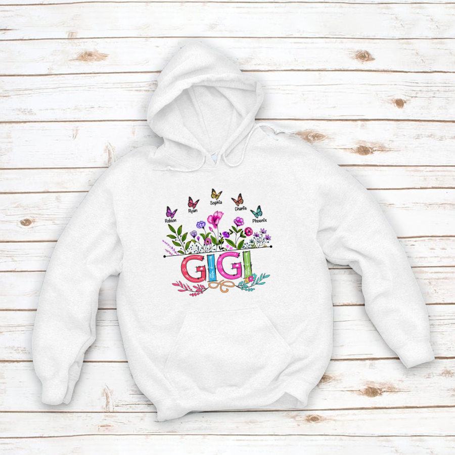 Personalized Gigi And Grandkids Butterfly Hoodie