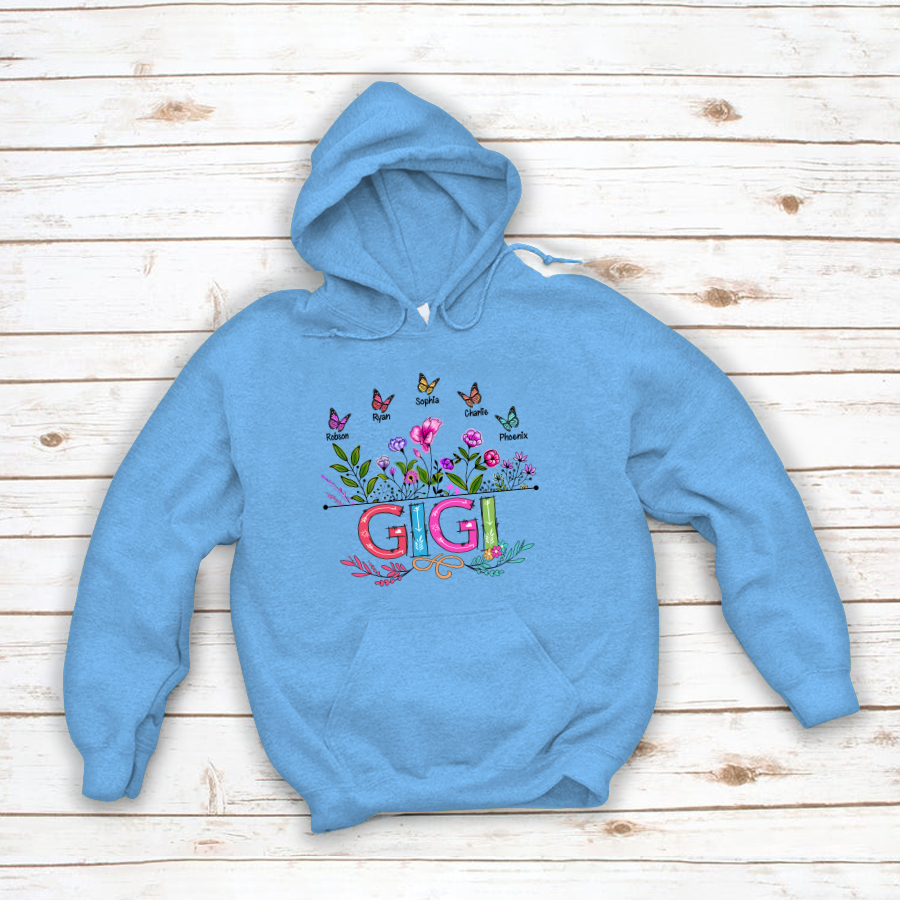 Personalized Gigi And Grandkids Butterfly Hoodie