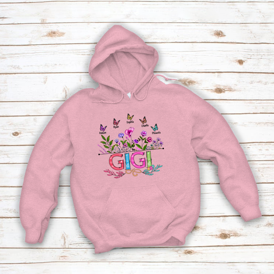 Personalized Gigi And Grandkids Butterfly Hoodie