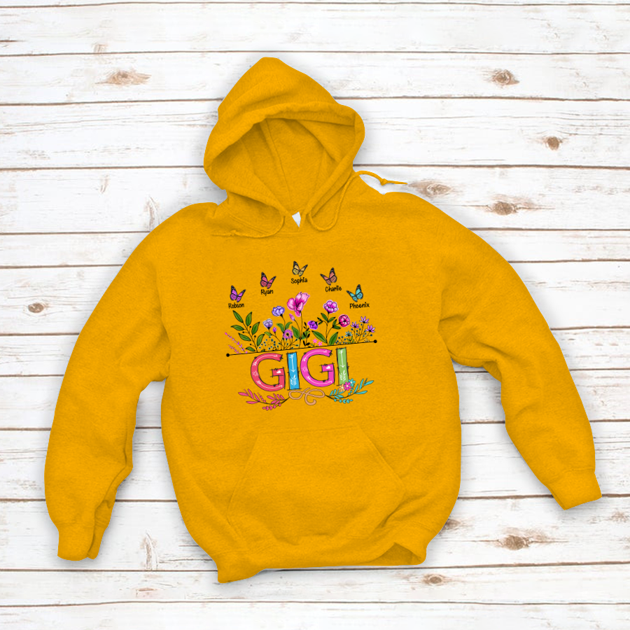Personalized Gigi And Grandkids Butterfly Hoodie